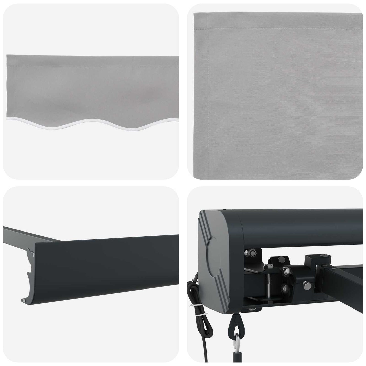 Toldo Retráctil Gris Claro 400 X 300 Cm Tela Y Metal_5