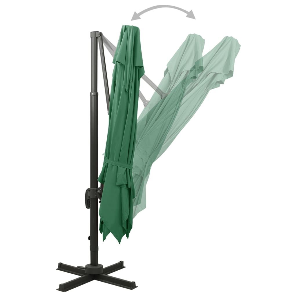 Vidaxl Sombrilla Jardín Voladiza Con Cubierta Doble Verde 300x300 Cm_4