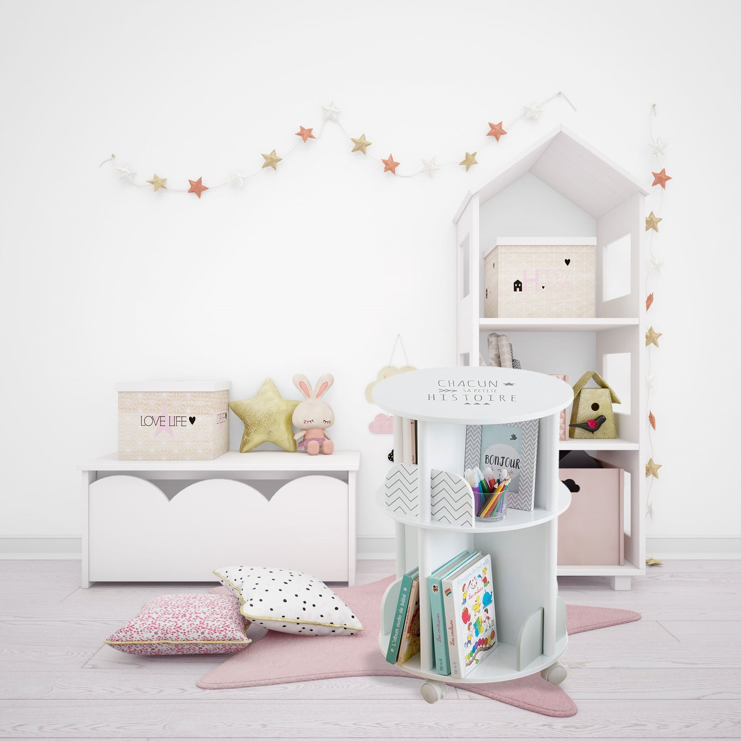 Well Home Librero Redondo Gris Infantil Ø40x59cm