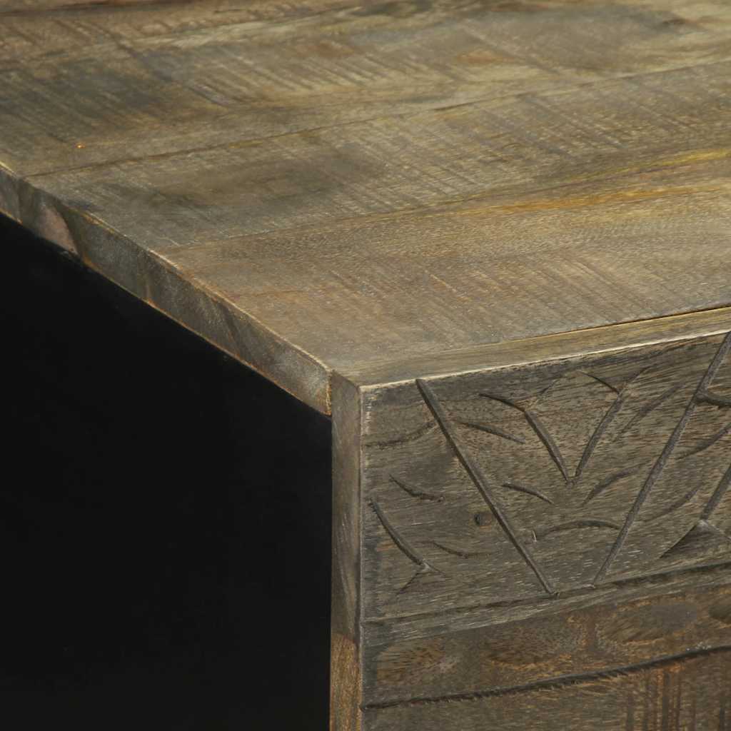 Mesa De Centro Madera Maciza De Mango Gris Claro 100x54x40 Cm_4