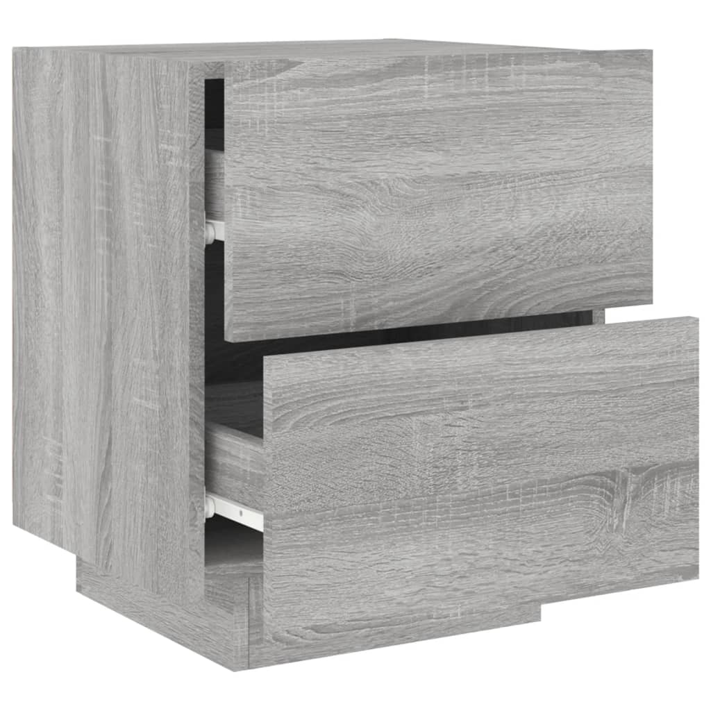 Mesita De Noche Con Luces Led Madera De Ingeniería Gris Sonoma_4