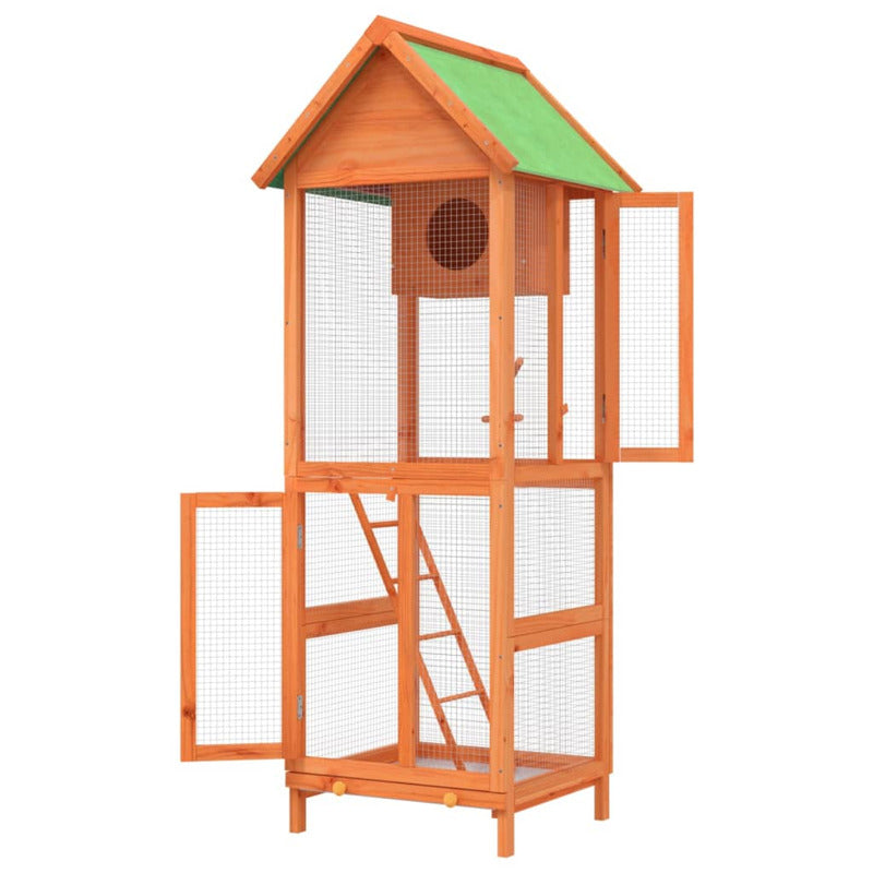 Vidaxl Casita Para Pájaros Madera Maciza Pino Marrón 60x58,5x160 Cm_5