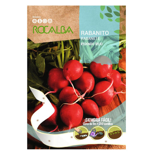 Semillas de Rabanito Redondo rojo en cinta, Rocalba