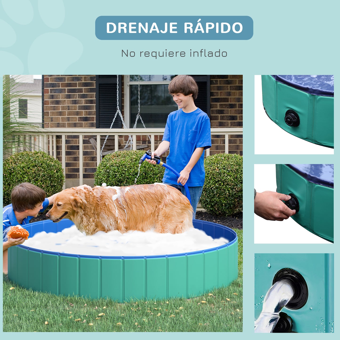 Pawhut Piscina Plegable Para Perros Ø160x30cm Bañera De Pvc Interior Exterior_5