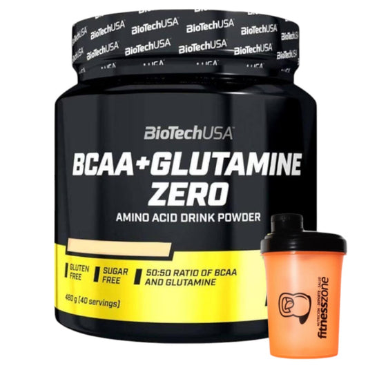 Bcaa + Glutamine Zero 480 Gr + ¡shaker Fitnesszone De Regalo! Limón