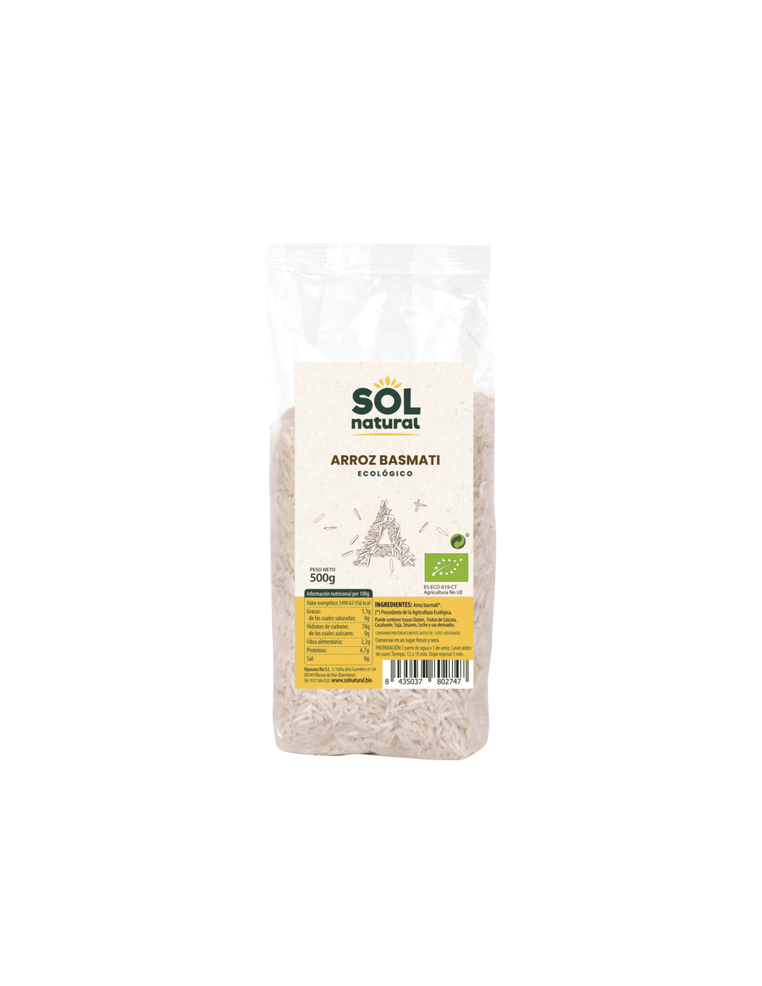 Arroz Basmati Blanco Bio - Sol Natural