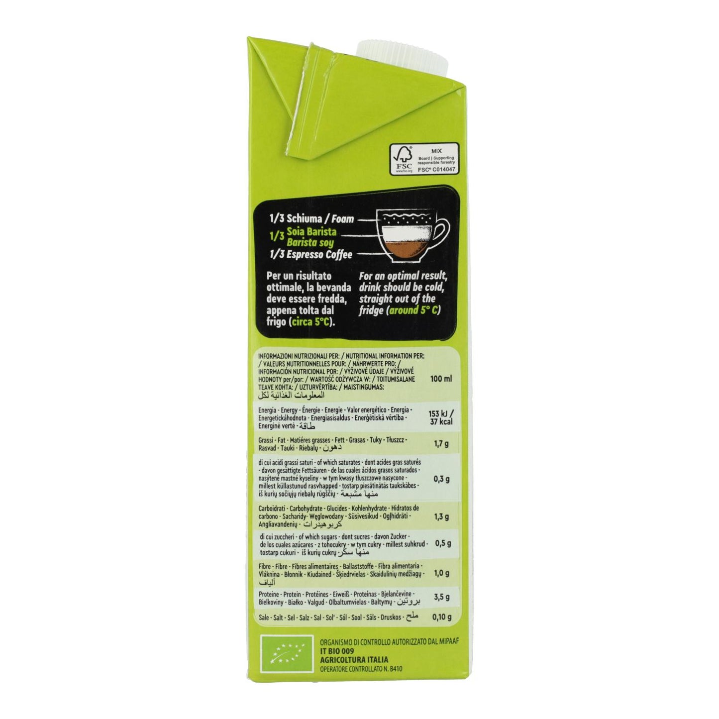 Bebida de Soja Barista sin gluten BIO Vitariz 1 L