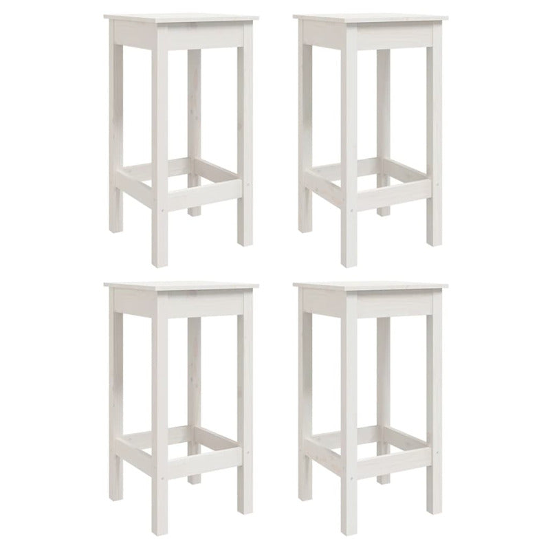 Vidaxl Set De Mesa Y Taburetes Altos Jardín 5 Pzas Madera Pino Blanco_5