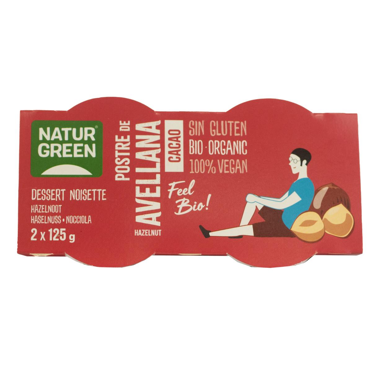 Postre de Avellanas Cacao NaturGreen, 2 X 125 g