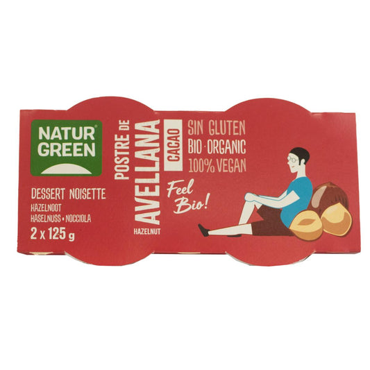 Postre de Avellanas Cacao NaturGreen, 2 X 125 g