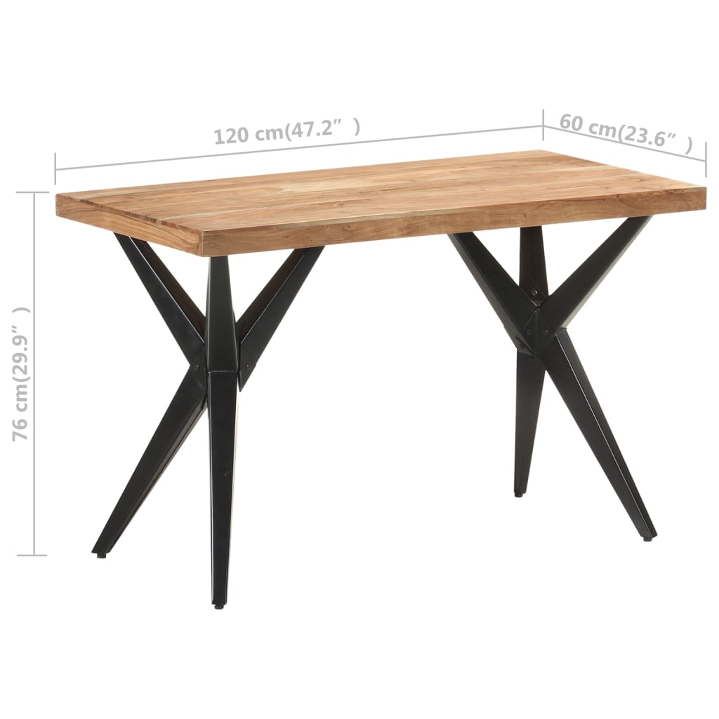 Mesa De Comedor De Madera Maciza De Acacia 120x60x76 Cm_4