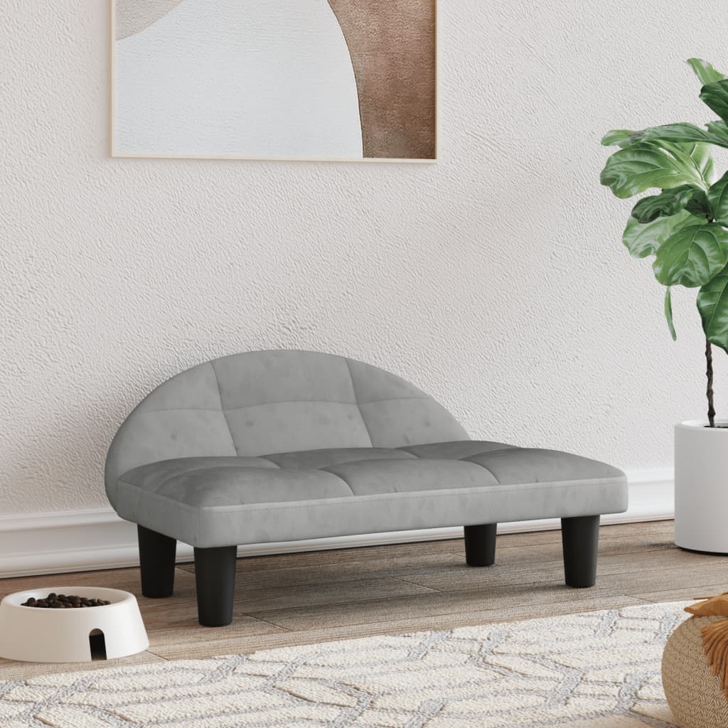 Cama Para Perros De Terciopelo Gris Claro 70x52x30 Cm / Vetonek_5