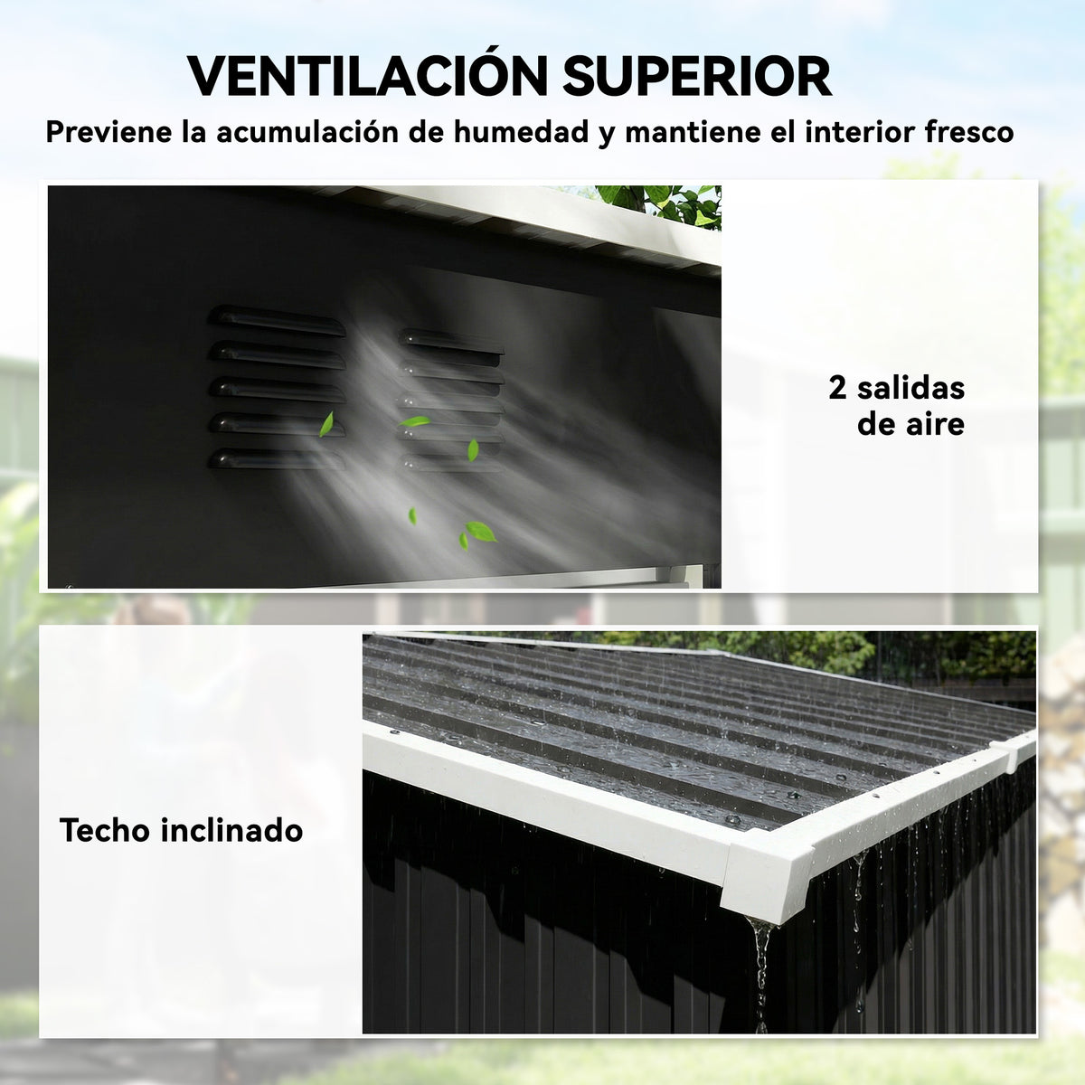 Caseta De Jardín Outsunny Acero Galvanizado Gris Oscuro 163x90x179 Cm_5