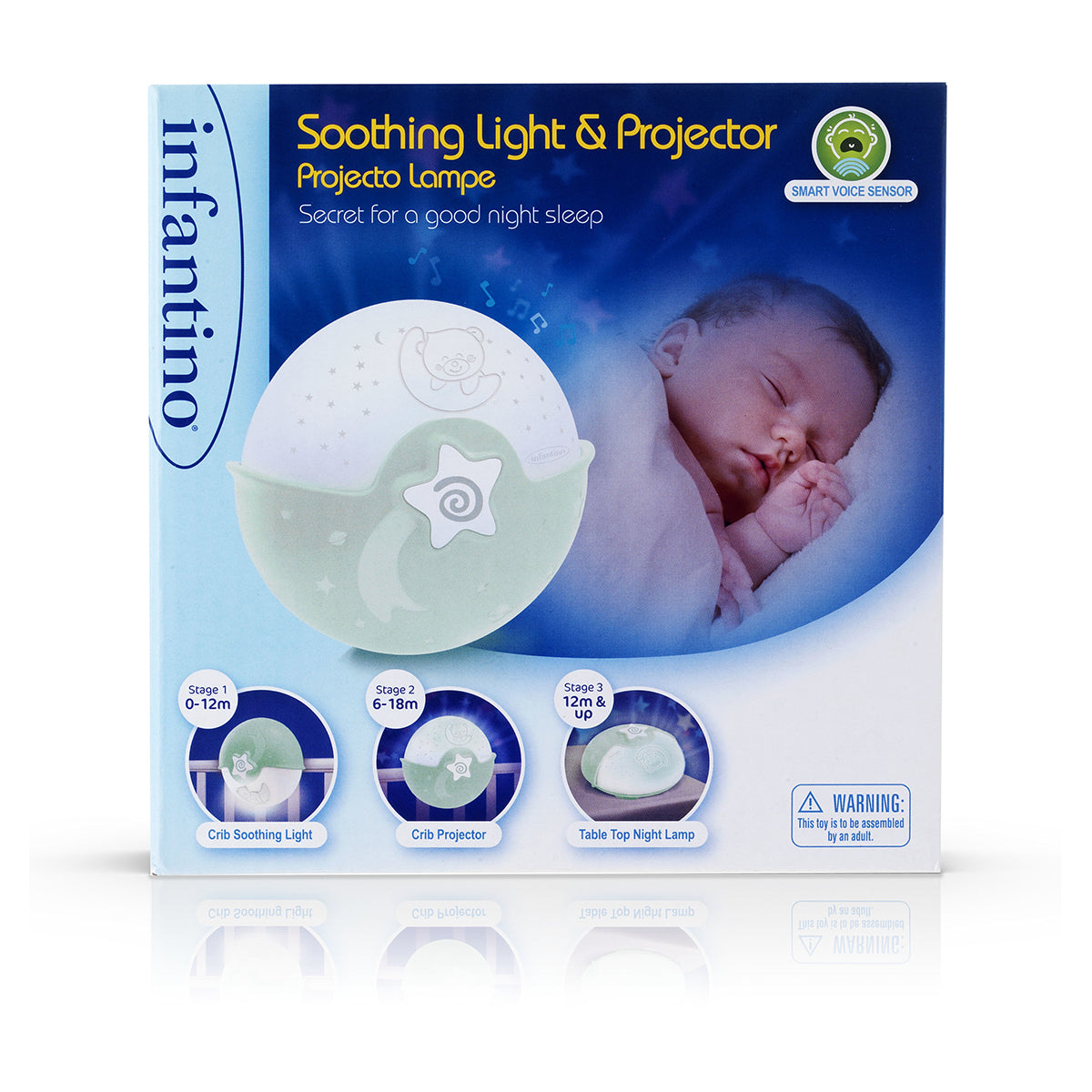 Infantino Luz Evolutiva Nocturna, Clip Para Cuna, Proyector De Estrella Y Luz De Mesa Con Melodías Y Sonidos, Verde_4