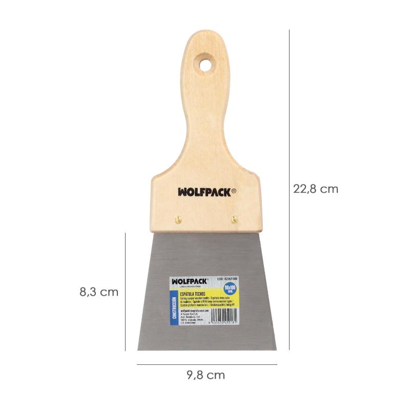 Espatula Techos Mango Madera Hoja Acero 90 X 100 Mm. Espatula Yeso, Espatula Pintor, Espatula Masillas, Espatula Pladur, Etc.