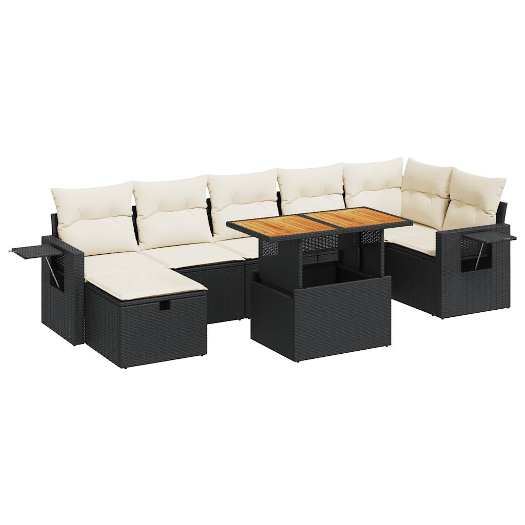 Set Sofás Jardín Y Cojines 5 Pzas Ratán Sintético Acacia Negro / Vetonek_5
