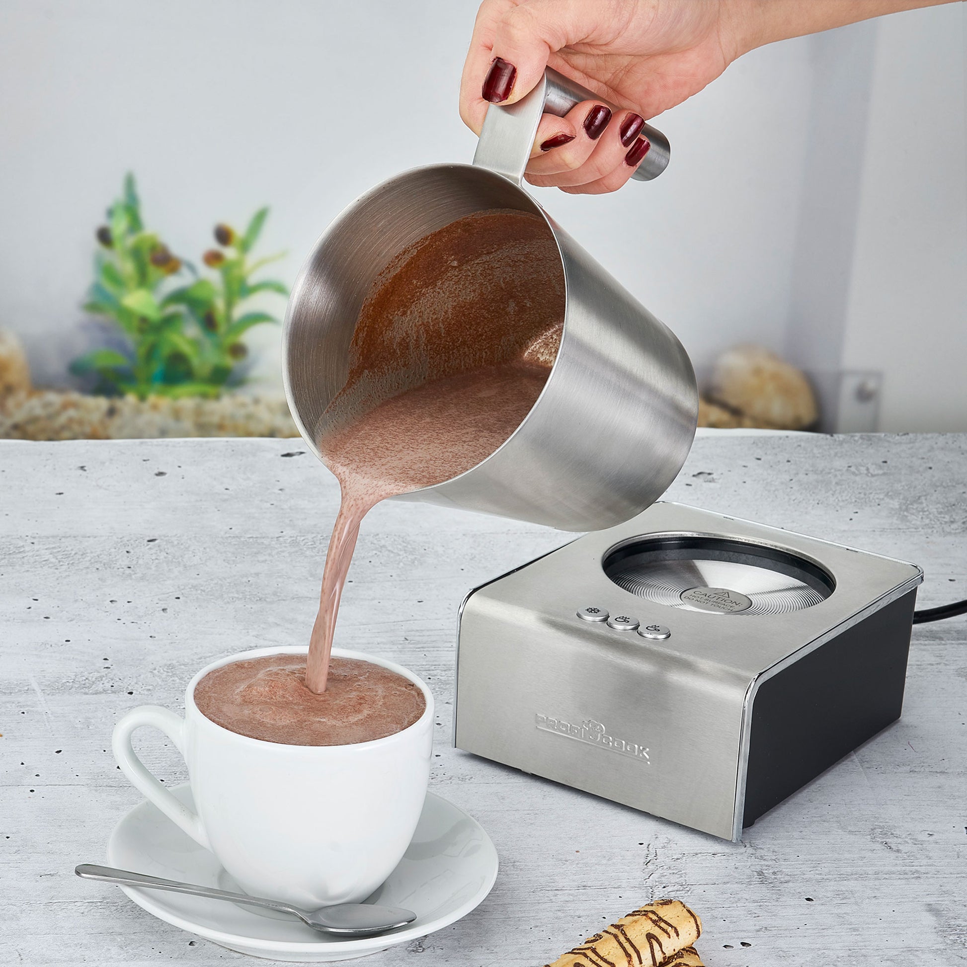 Espumador De Leche Automático, Acero Inoxidable, Calentamiento Integrado, Adecuado Chocolate Proficook Pc-ms1032, Plata