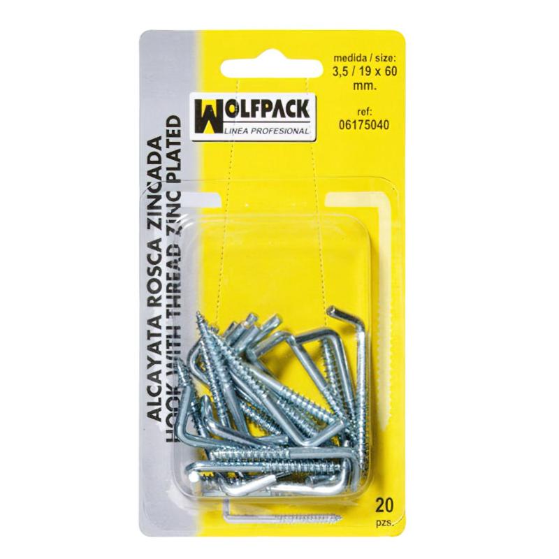 Alcayatas Rosca Zincada 3,5 / 19x60 Mm. (blister 20 Piezas)_0