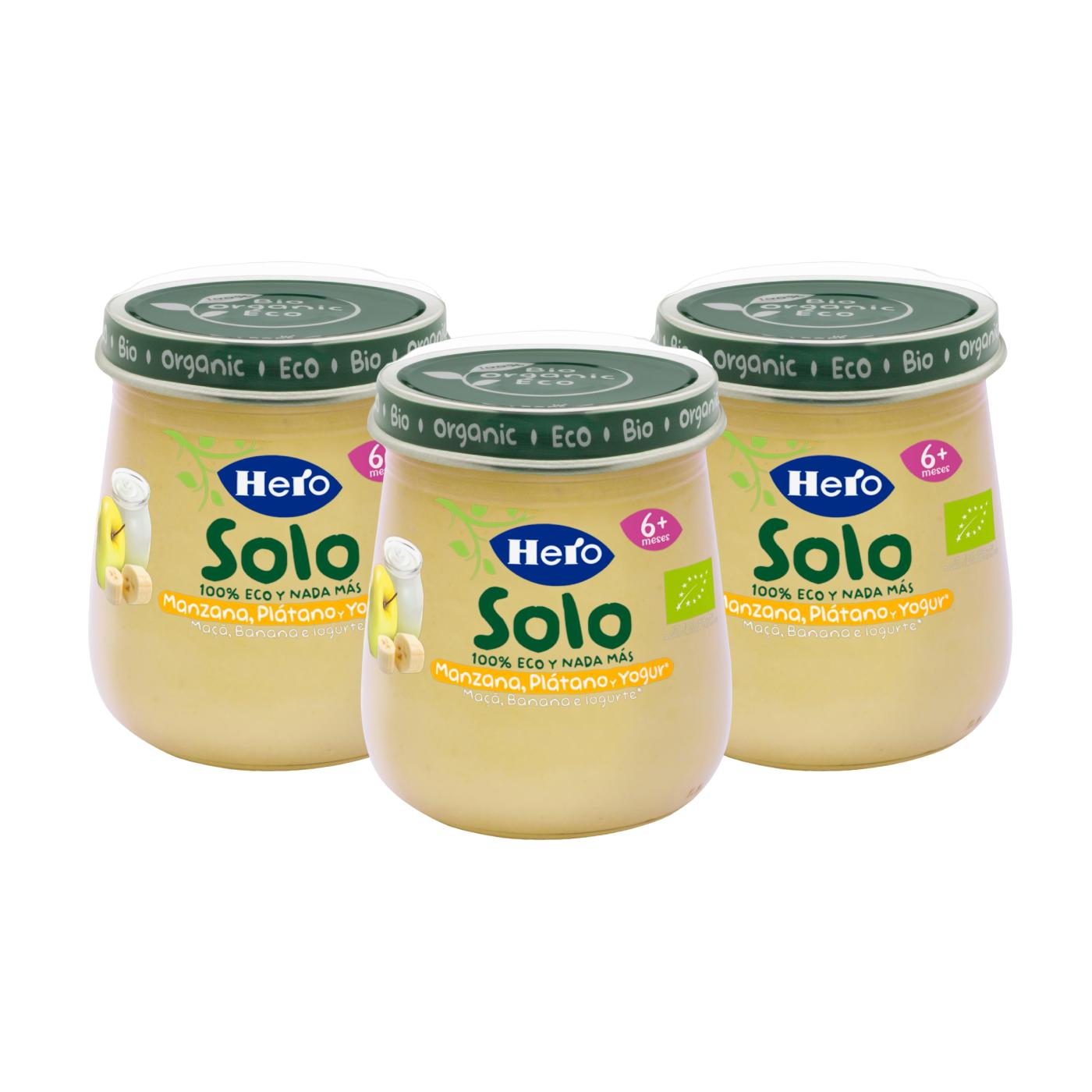 PACK X3 Tarrito de Manzana, Plátano y Yogur Eco Hero Solo 120 g