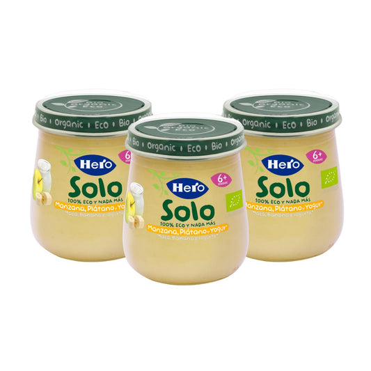 PACK X3 Tarrito de Manzana, Plátano y Yogur Eco Hero Solo 120 g