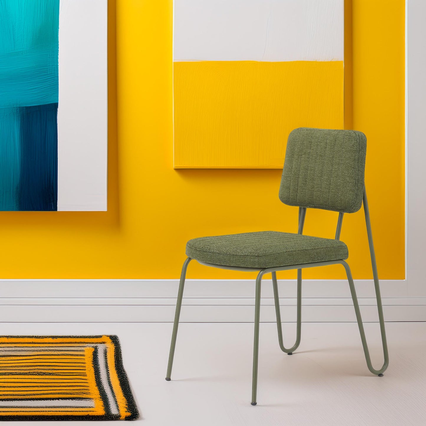 Silla Lona Verde Y Negra - Diseño Minimalista 55x60x95cm - Well Home_2