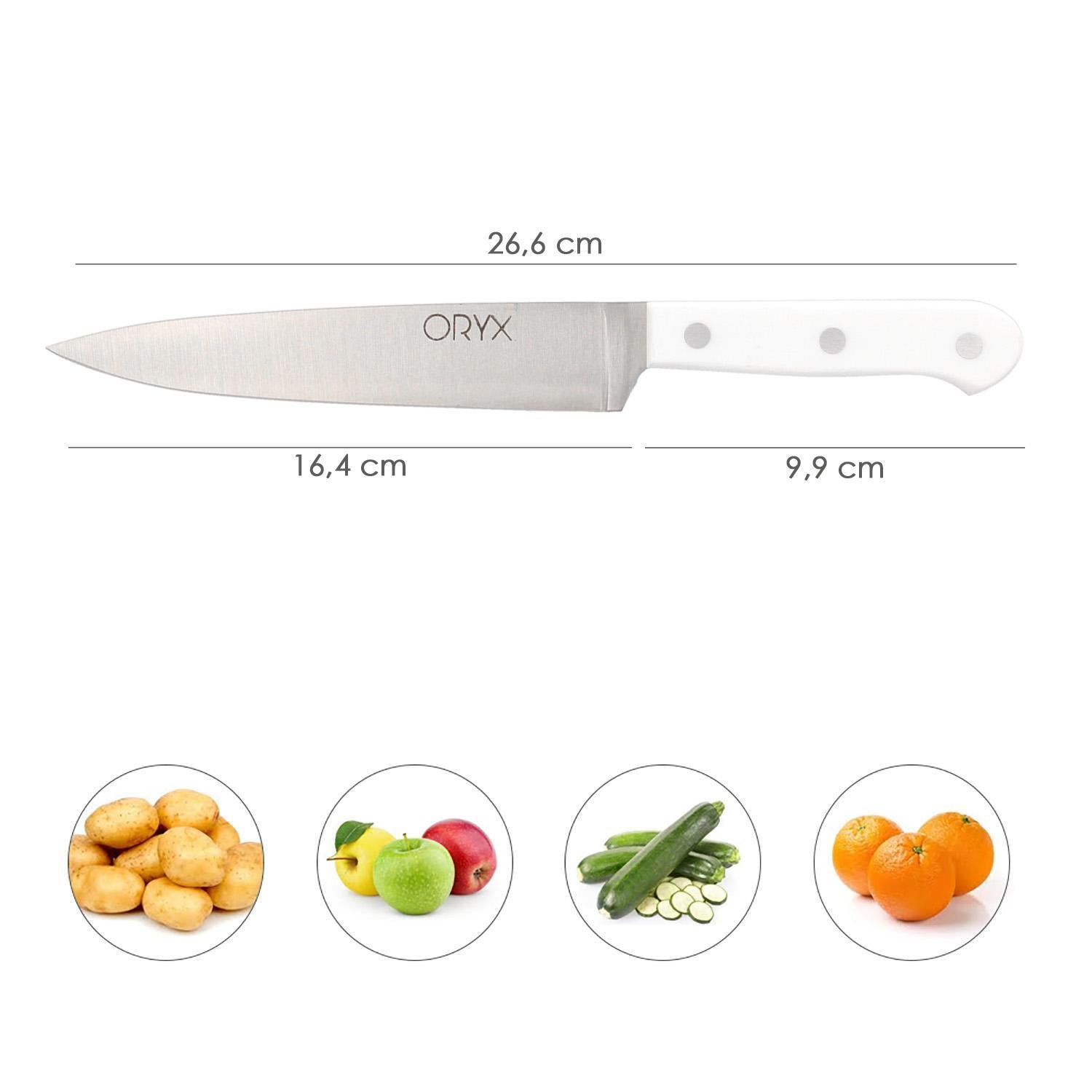 Cuchillo Husky Verduras 17 Cm. Hoja Acero Inoxidable, Cuchillo Verduras, Cuchillo Cortar Verduras Mango Ergonomico Blanco