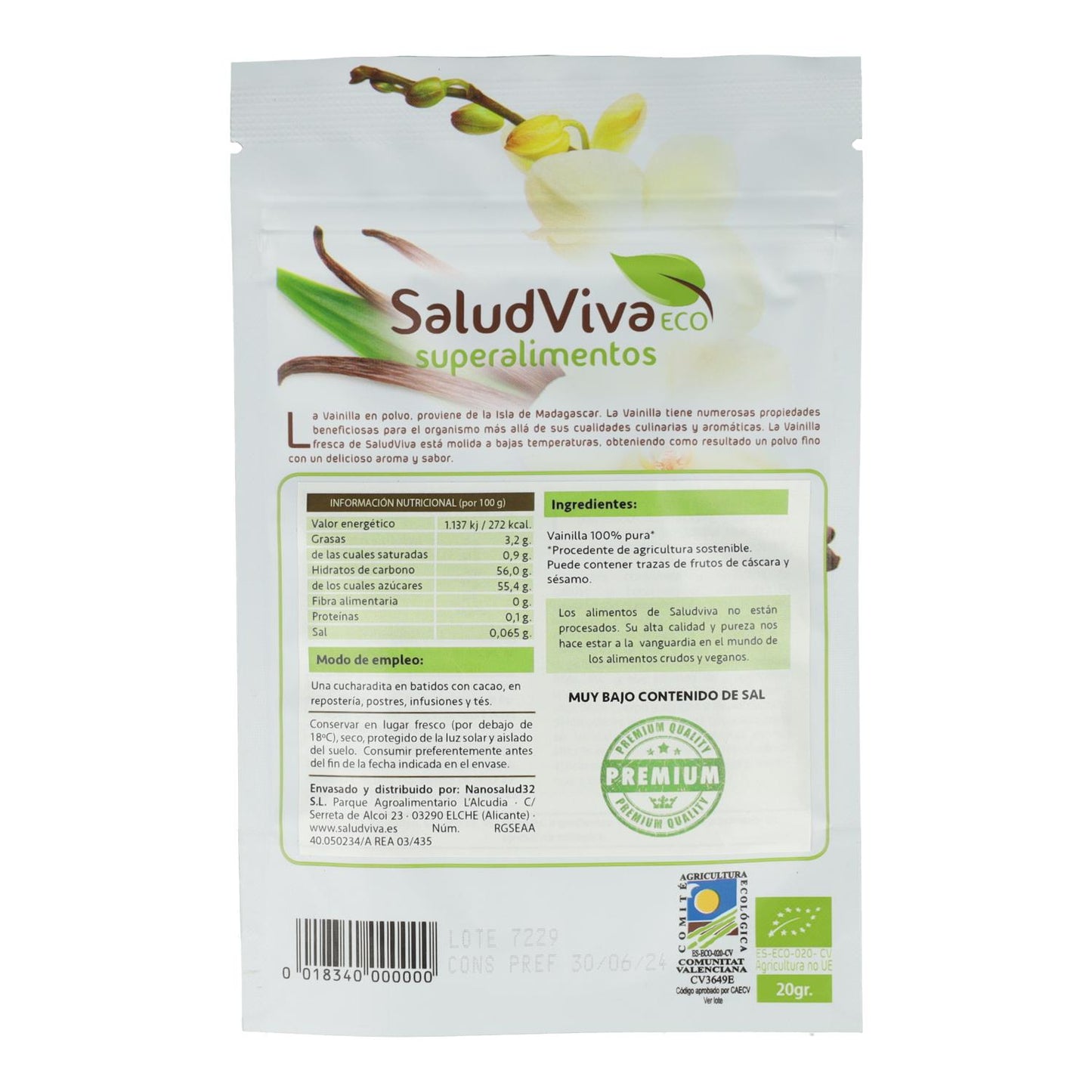 Vainilla en polvo Salud Viva 20 g