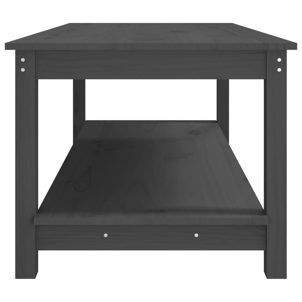 Mesa De Centro De Madera Maciza De Pino Gris 110x55x45 Cm_4