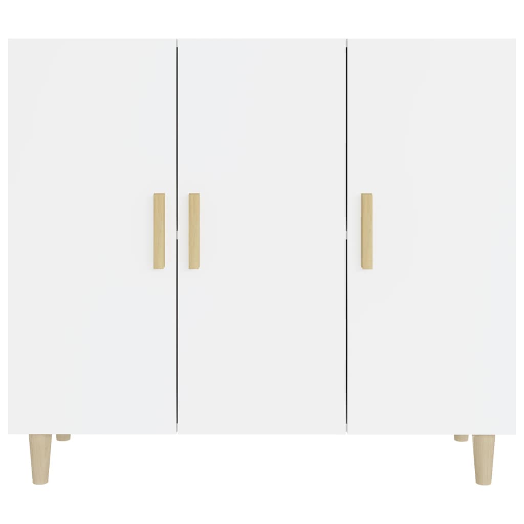 Aparador De Madera De Ingeniería Blanco Brillo 90x34x80 Cm / Vetonek_5