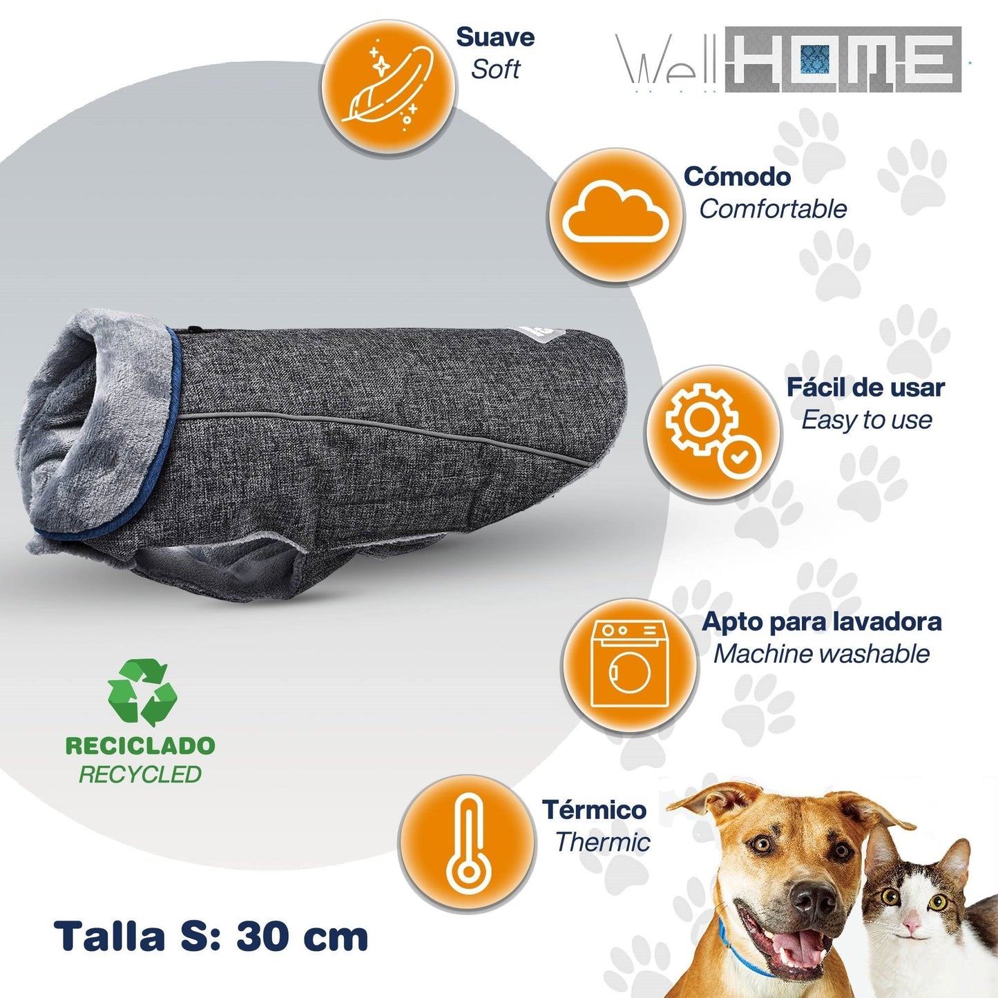 Cama Para Mascota 65x50x20cm Marrón + Abrigo Negro Para Mascotas 30cm_5