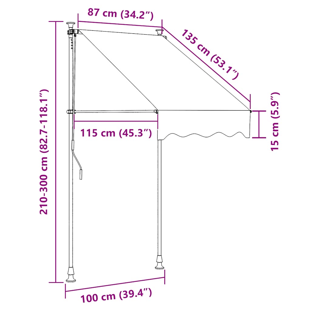 Toldo Retráctil De Operación Manual Color Crema 100 Cm_5