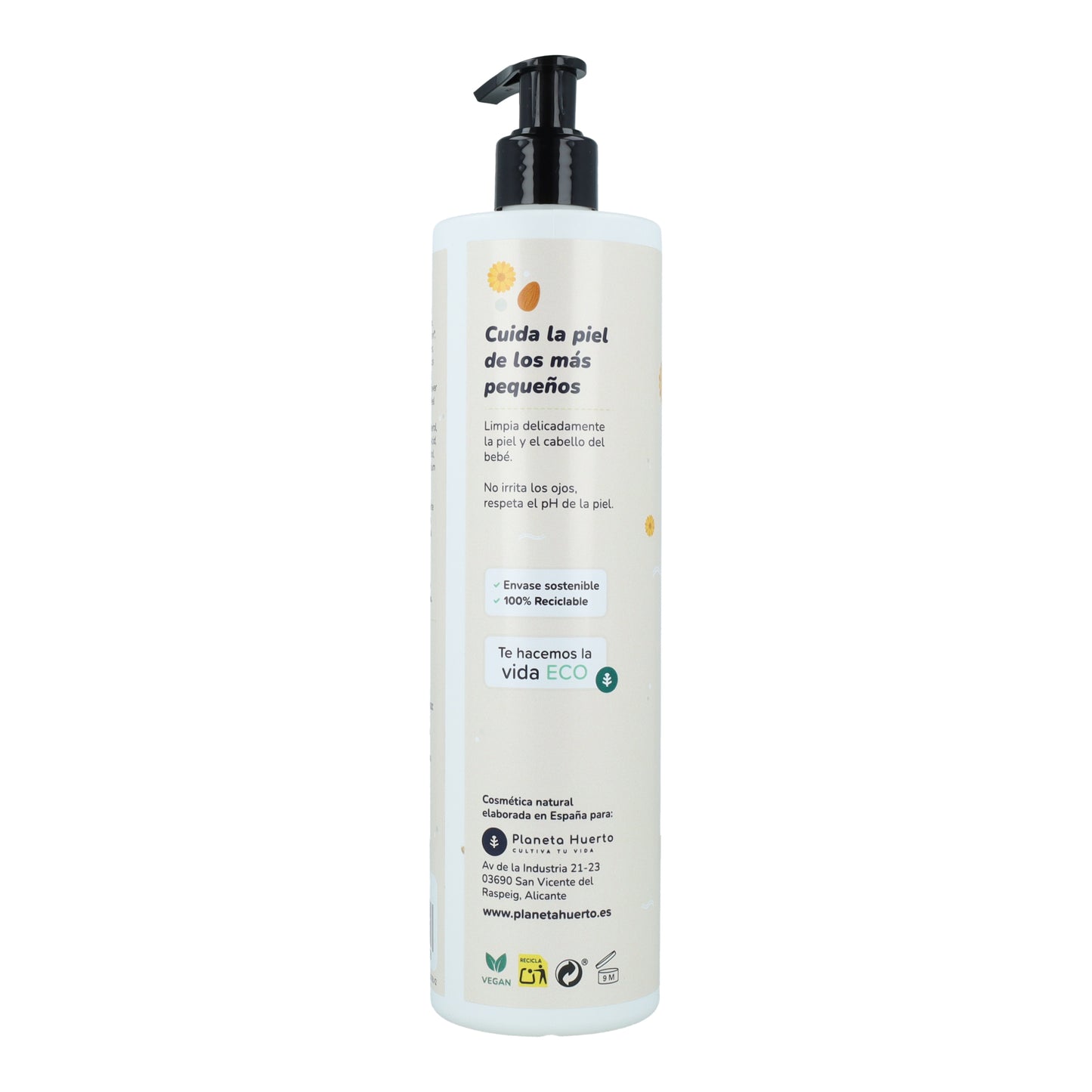 Gel y champú infantil Caléndula y Almendra Planeta Huerto 500 ml