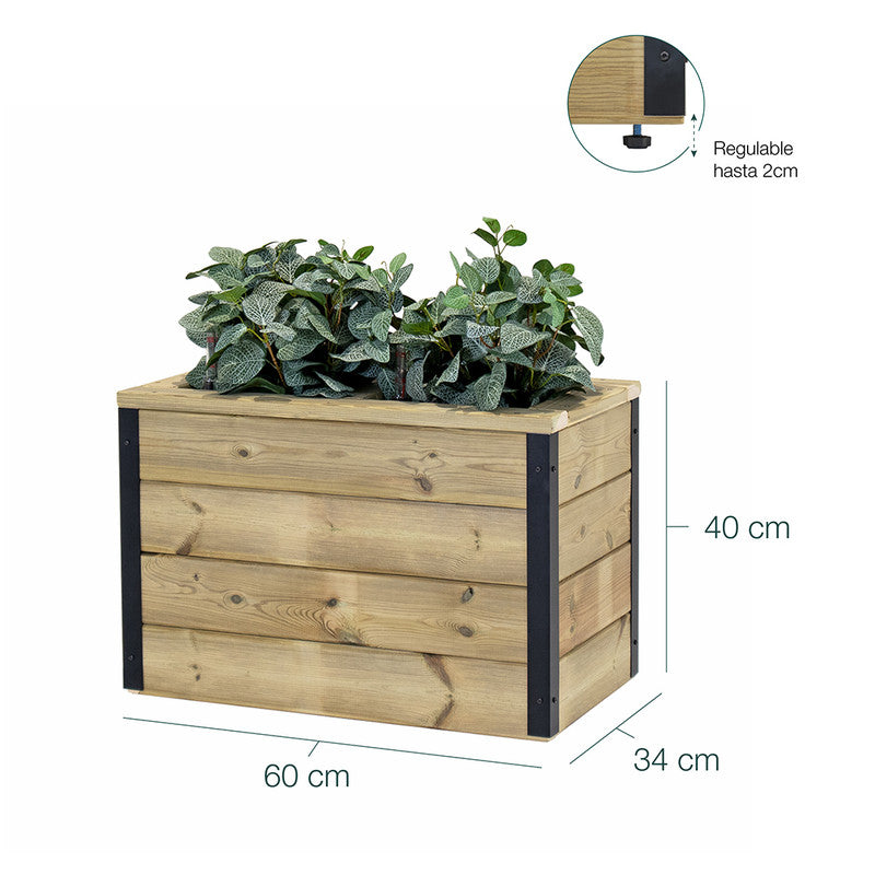 Jardinera De Madera Con Autorriego 60x34x40 Cm Nidum Hortalia_5