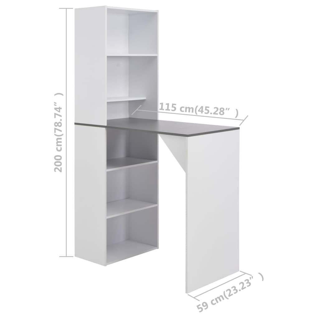 Mesa Alta De Bar Con Armario Blanca 115x59x200 Cm_4