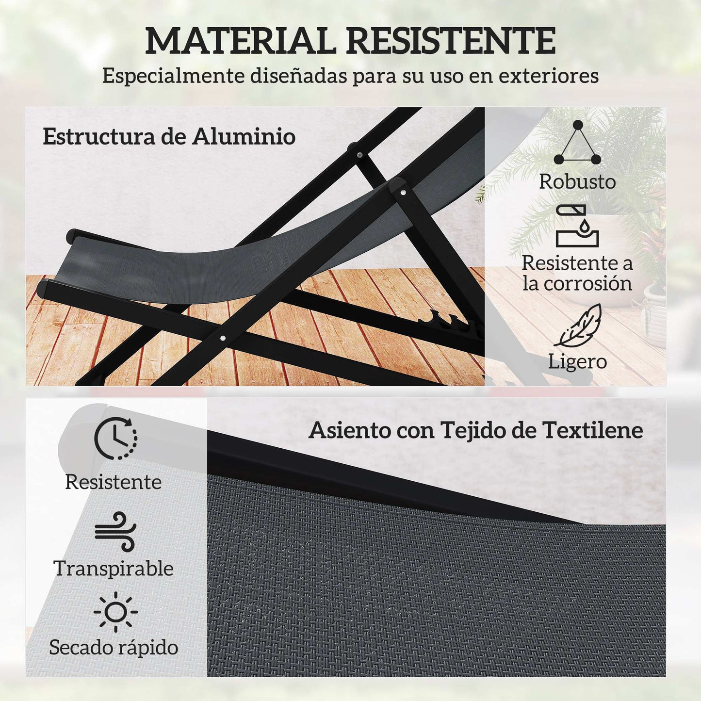 Outsunny Conjunto De 2 Tumbonas Plegables De Aluminio 58x96,5x91,5 Cm Gris_5