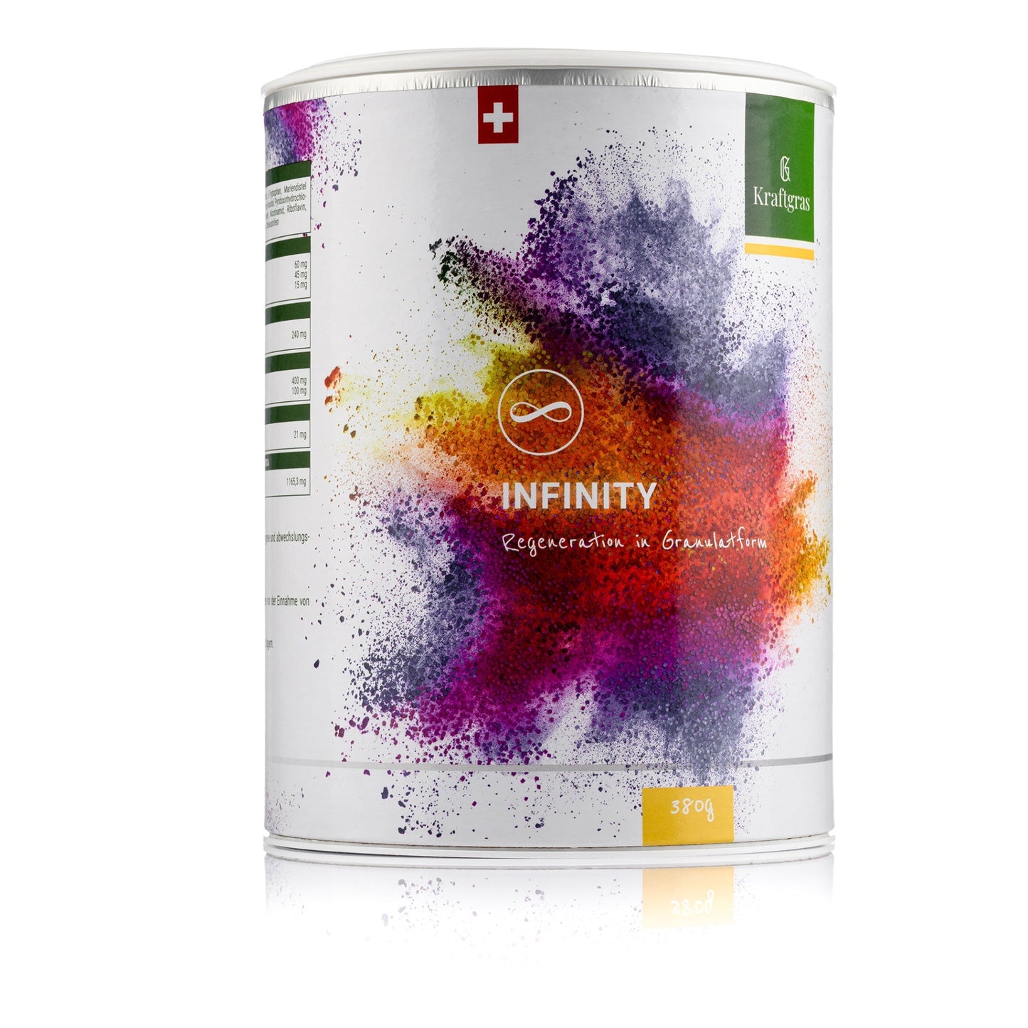 Kraftgras - Infinity: polvo de regeneración con jugo de cebada, triptófano, vitaminas y extracto de alcachofa (380 g)_0