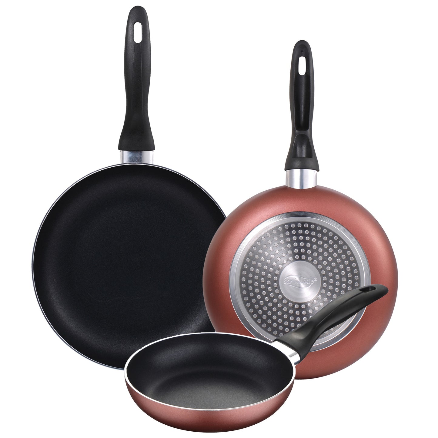San Ignacio Set Batería De Cocina De 5 Piezas Acero Inoxidable + 3 Sartenes Ø16/20/24 Cm Aluminio Prensado, Aptas Para Inducción_4