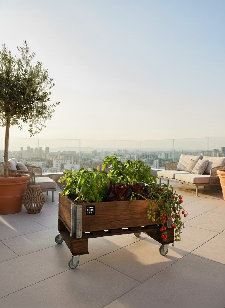 Bancal De Cultivo Mini De Madera De Pino Color Nogal Urban Green Club - 80x60x40 Cm 100 L_2