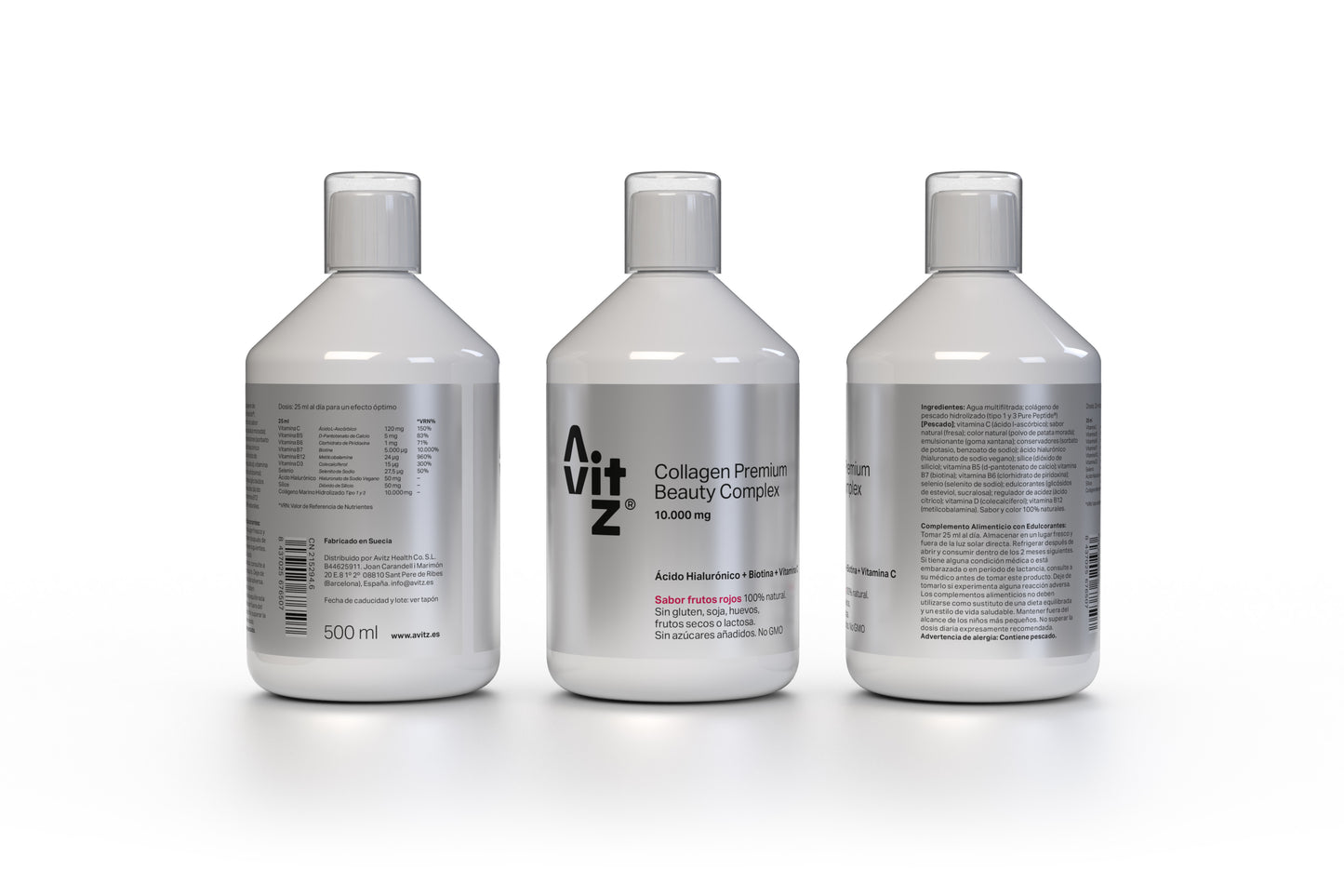 Colágeno Marino Avitz 10.000 mg Líquido 500 ml con Ácido Hialurónico, Biotina y Vitamina C – Beauty Complex