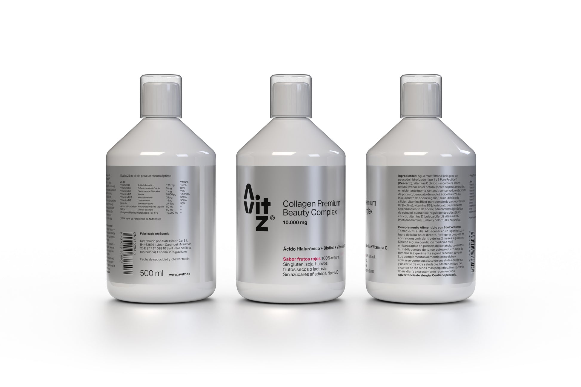 Colágeno Marino Avitz 10.000 mg Líquido 500 ml con Ácido Hialurónico, Biotina y Vitamina C – Beauty Complex