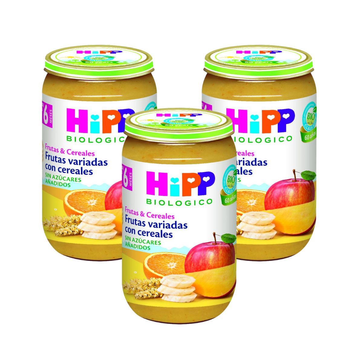 Pack x 3 Tarrito de frutas variadas con cereales bio +6 meses HiPP 190 g