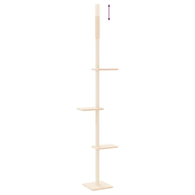 Vidaxl Árbol Rascador Para Gatos De Suelo A Techo Crema 267,5-297,5 Cm_5
