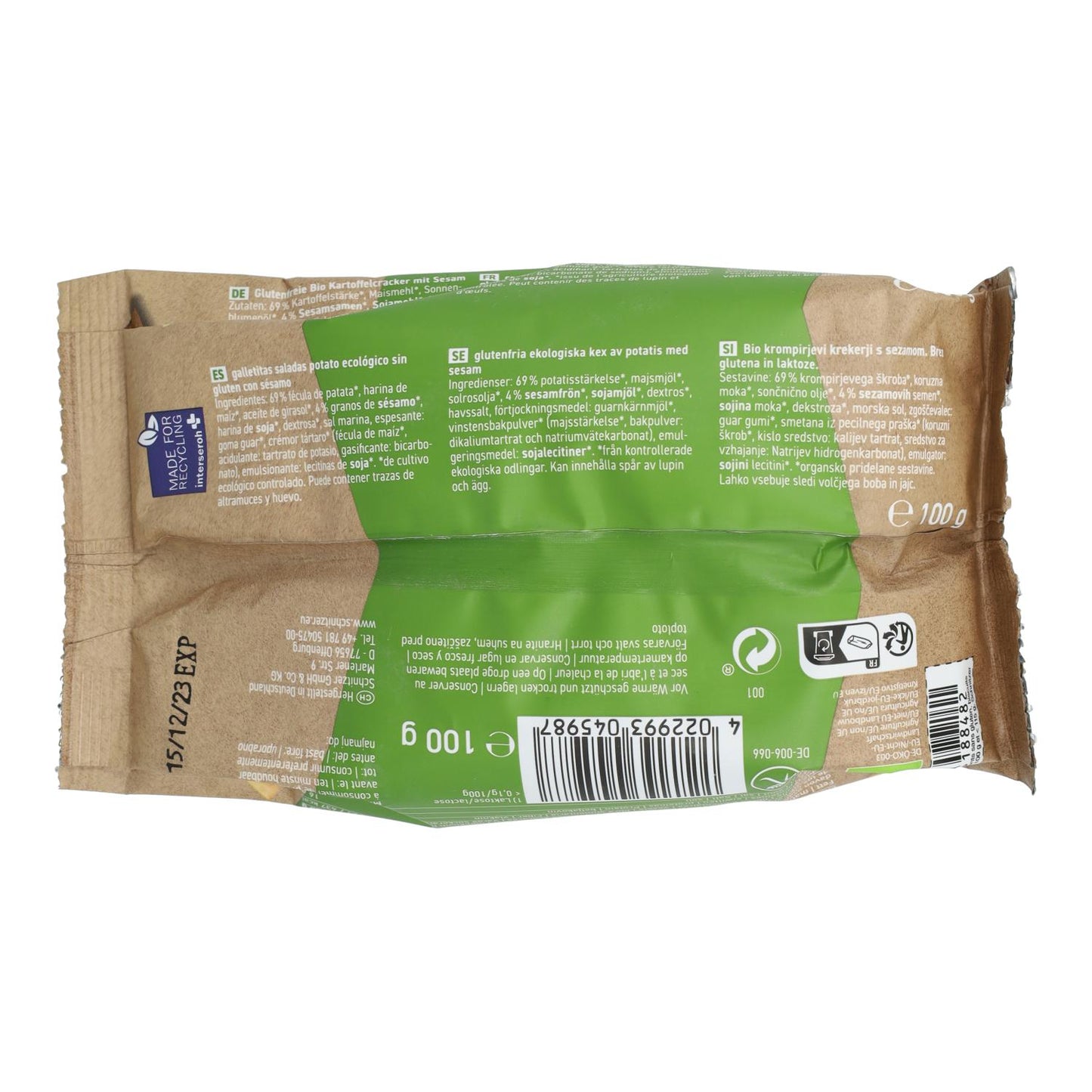 Palitos grissini sésamo Sin gluten Schnitzer 100 g