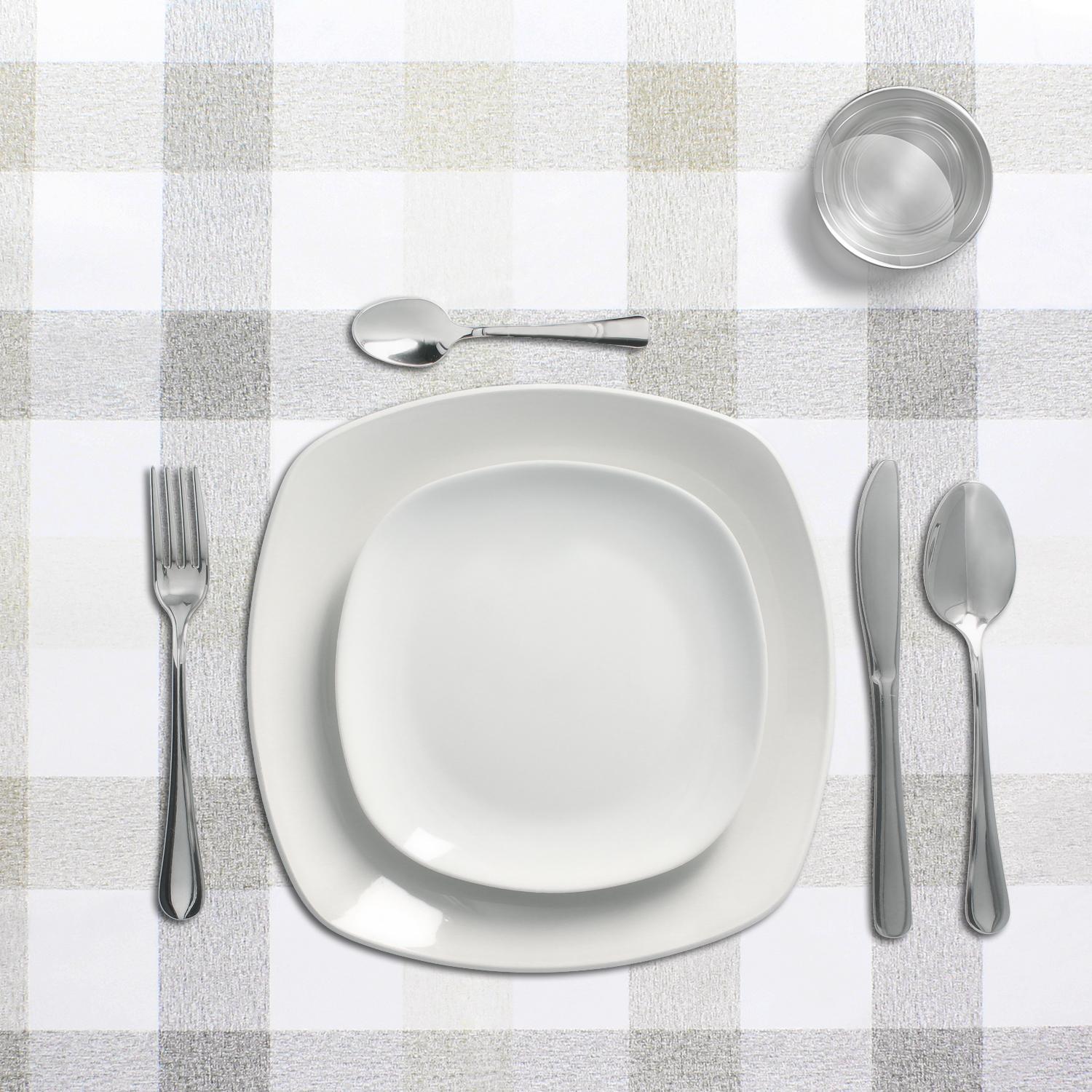 Mantel Hule Rectangular Cuadros Beige Impermeable Antimanchas Pvc 140x250 Cm.  Recortable Uso Interior Y Exterior