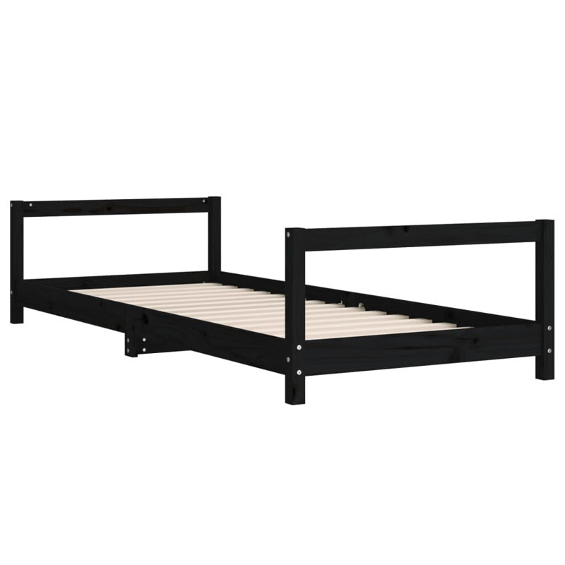Vidaxl Estructura De Cama Para Niños Madera De Pino Negro 90x190 Cm_5