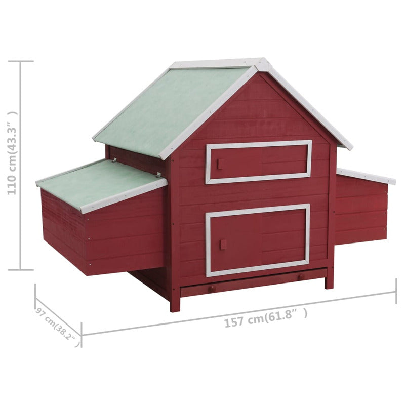 Vidaxl Gallinero De Madera Rojo 157x97x110 Cm_5