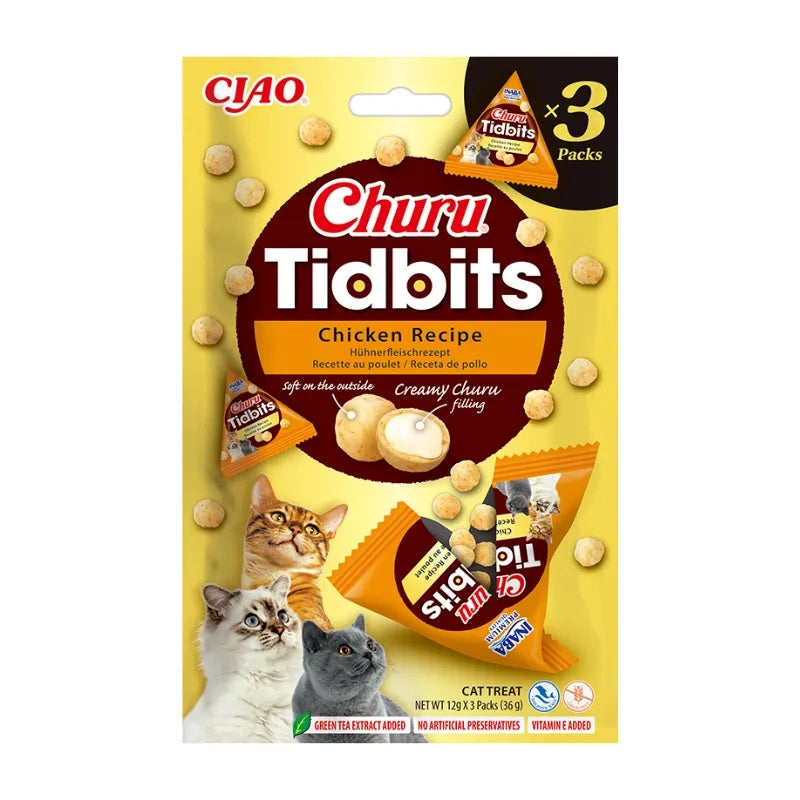 Snack Tidbites de Pollo para Gatos Churu 3 x 12 g