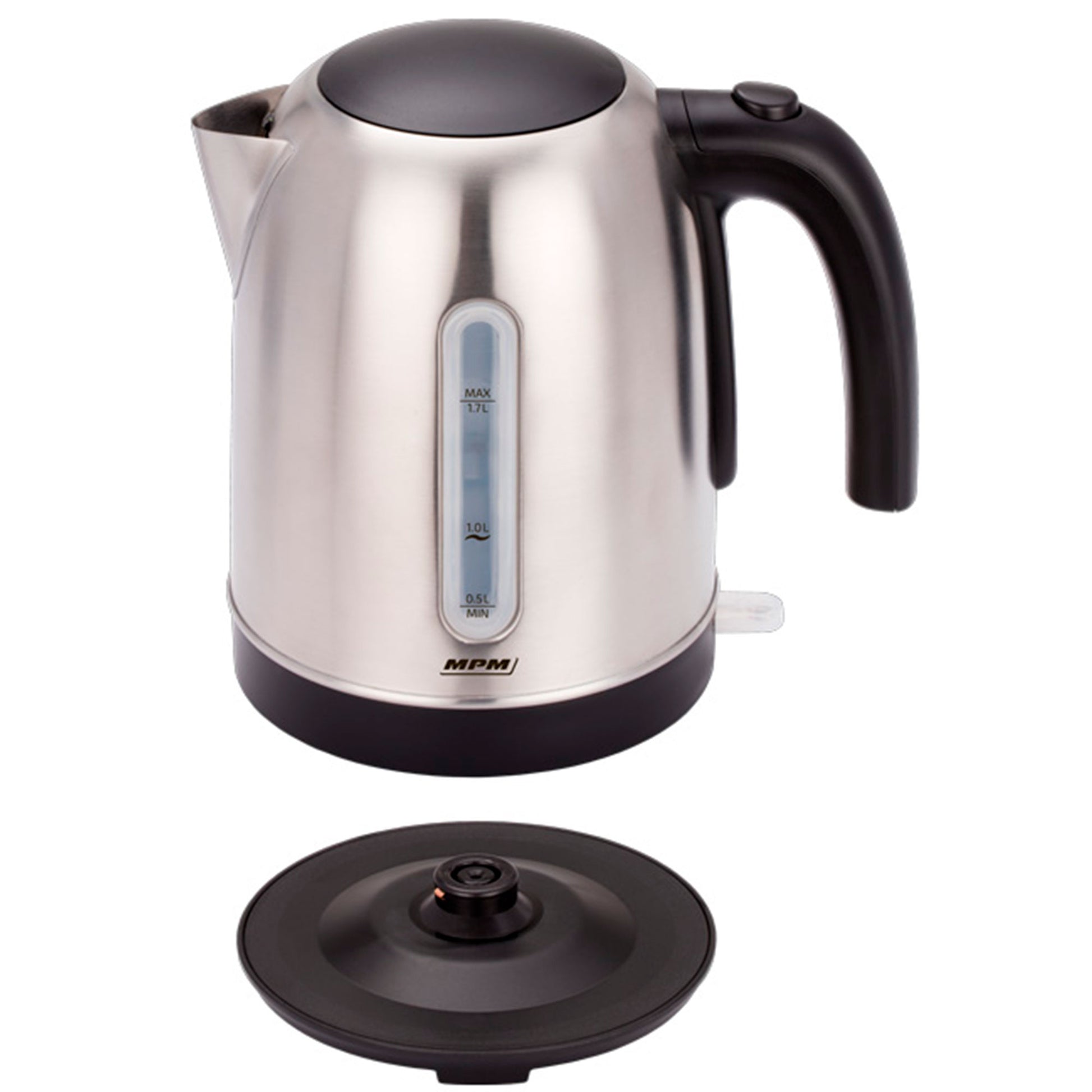Hervidor Agua Eléctrico, 1,7l, Sin Bpa, Acero Inox., Resistencia Oculta, Inalámbrico, Apagado Automático Mpm Mcz-102m, 2200w