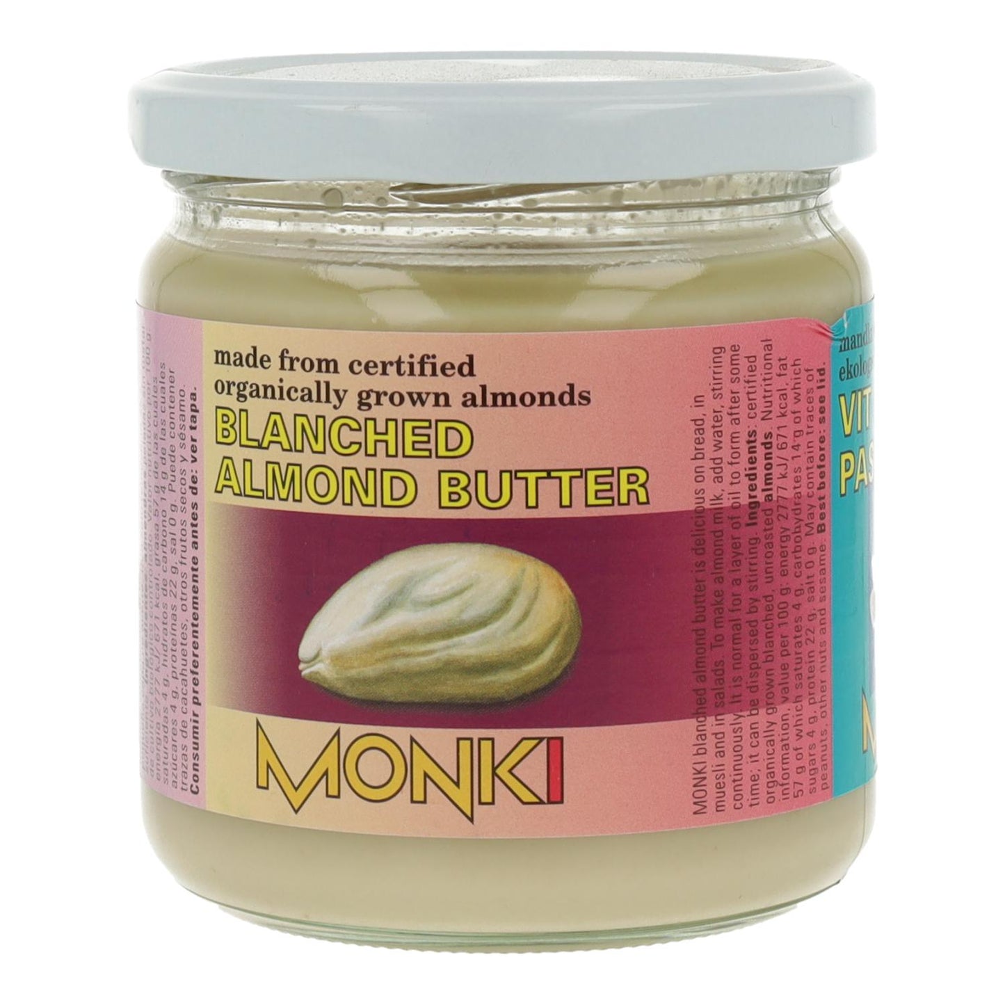 Crema de Almendras blancas bio Monki, 330 g