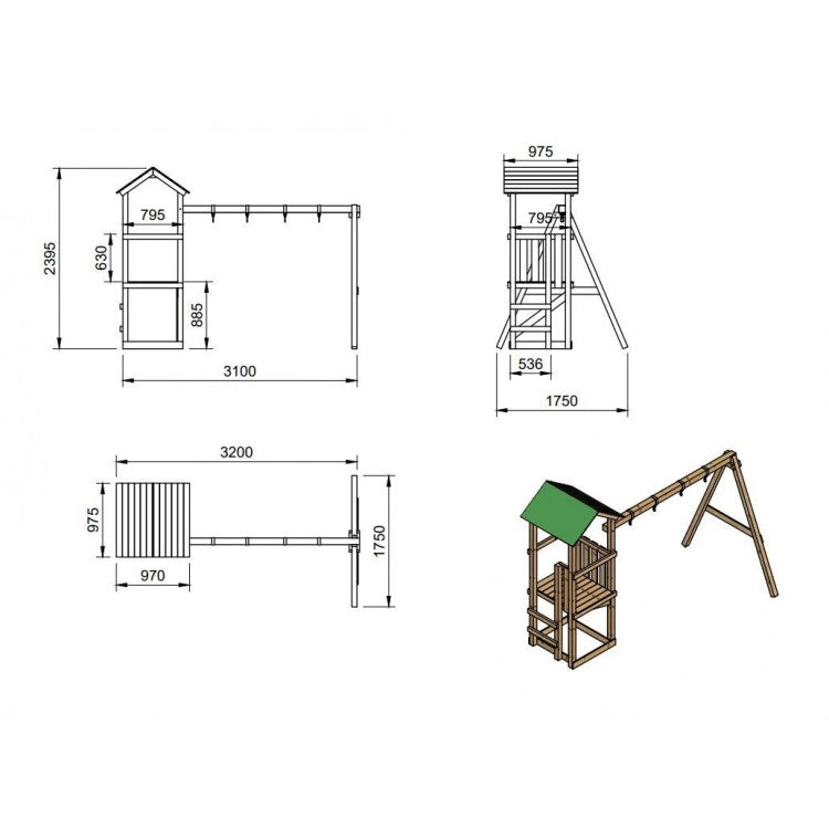 Parque Infantil Masgames Carlit M Techo De Lona Con Columpio Doble.